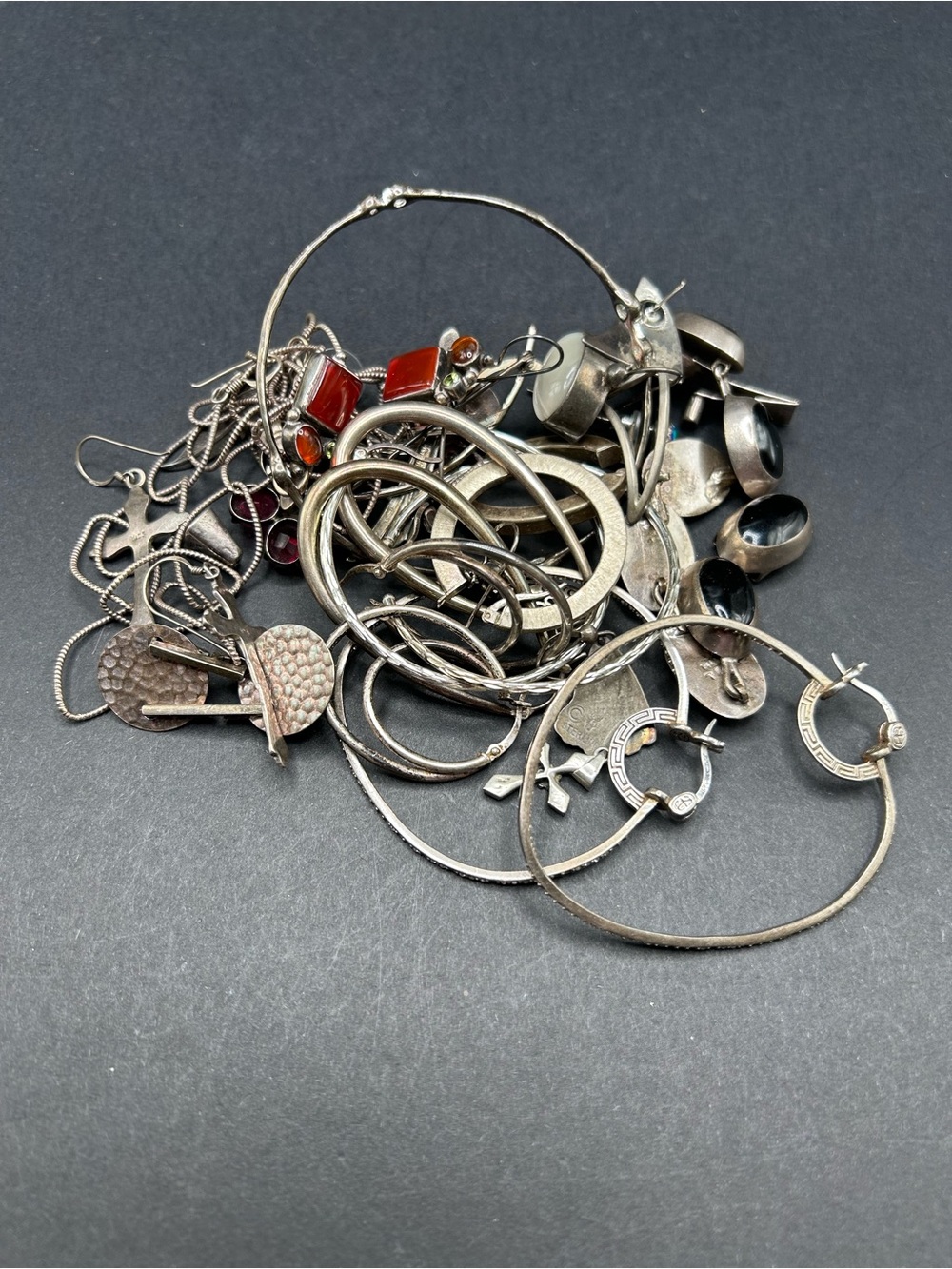 VTG to Modern Sterling Silver & Stone Jewelry Lot Wearable Craft Mix 135g